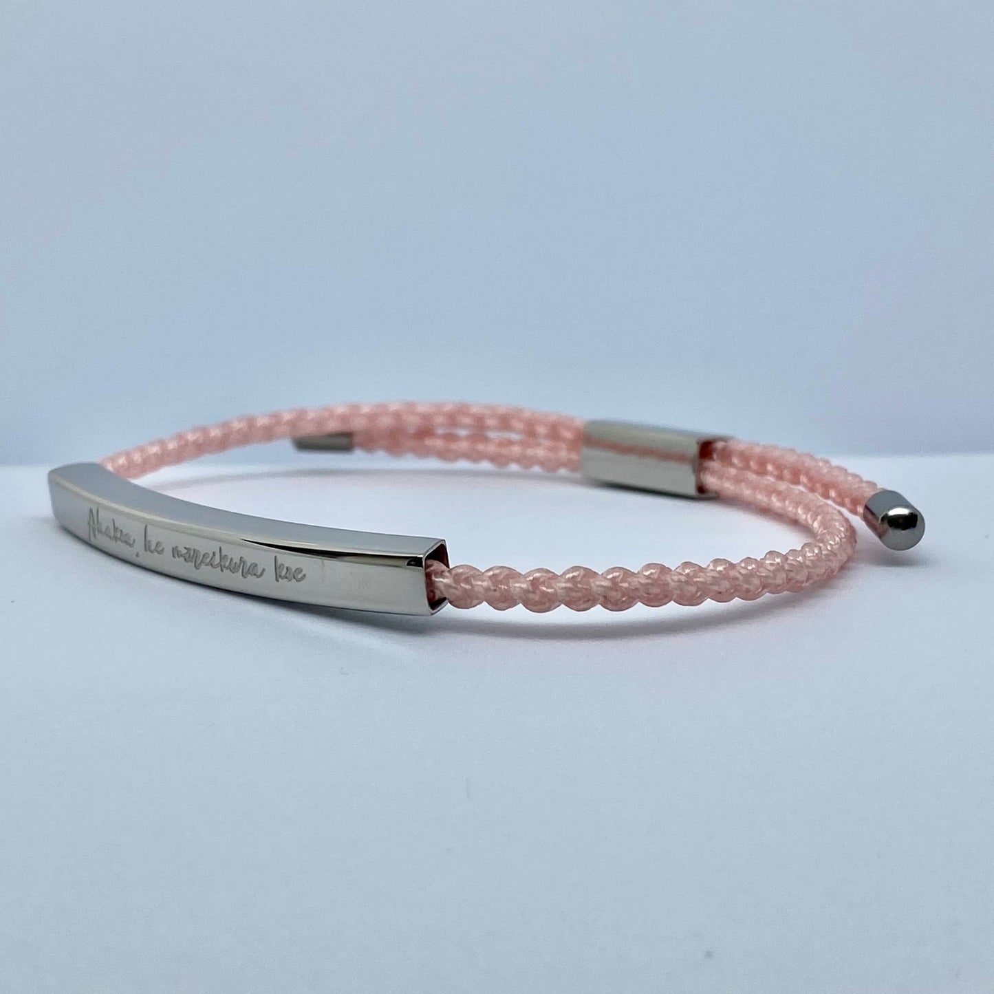 "He Māreikura Koe" Mental Health Bracelet (Pink/Silver)