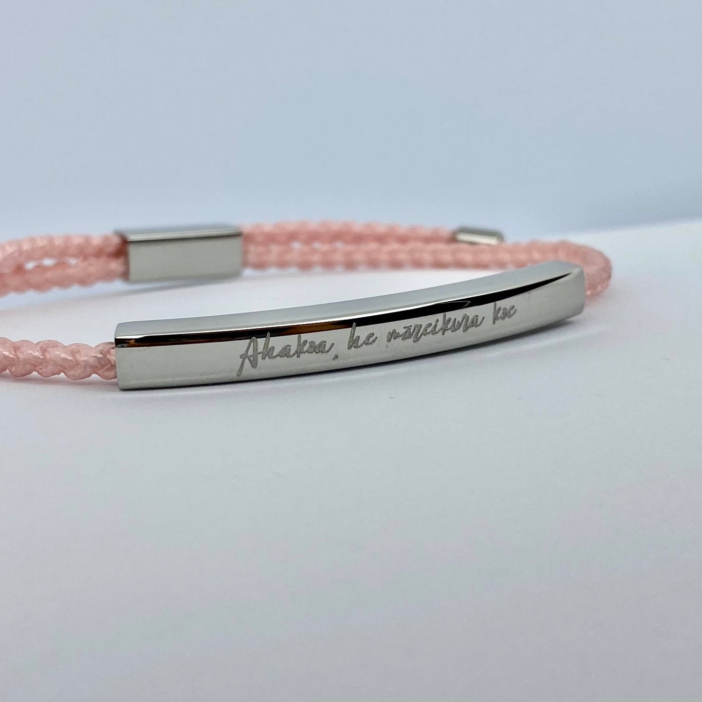 "He Māreikura Koe" Mental Health Bracelet (Pink/Silver)