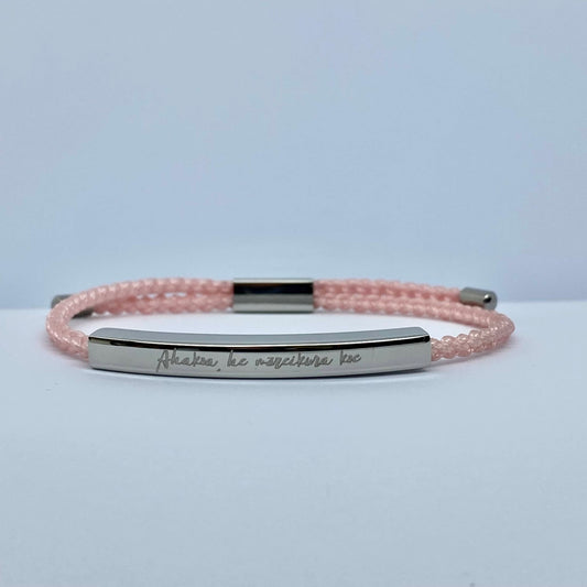 "He Māreikura Koe" Mental Health Bracelet (Pink/Silver)