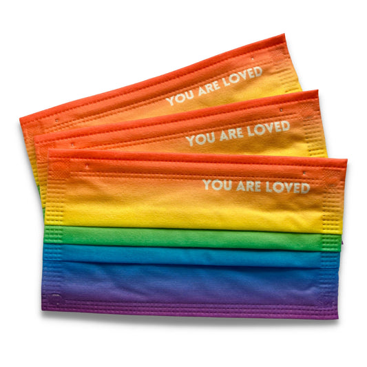 Rainbow "YOU ARE LOVED" Face Masks (10 pack)